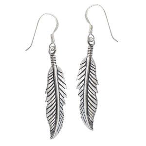 NWT- Sterling (925) Silver Feather Dangle Earrings